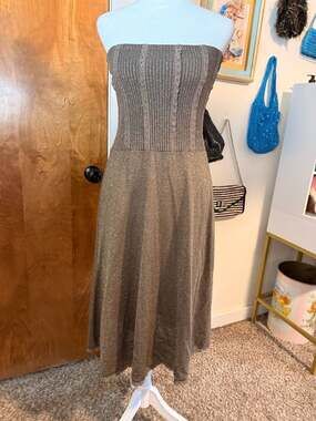 Free People Strapless Shimmery Metallic Ribbed Sweater Dress